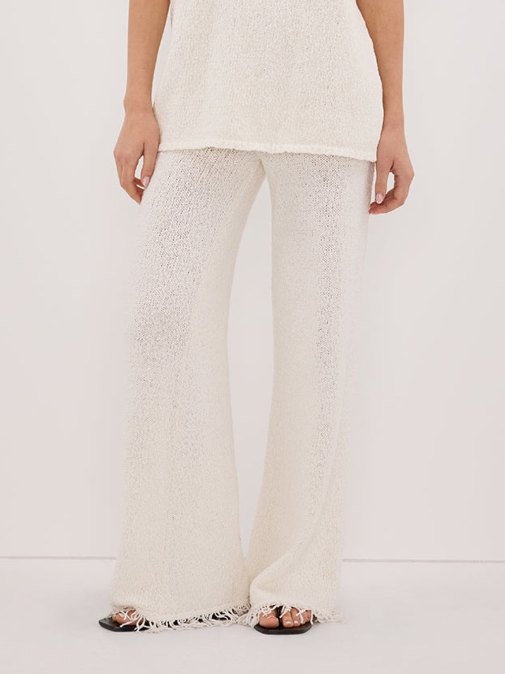 Dissh Sue Off White Fringe Knit Pants NWT